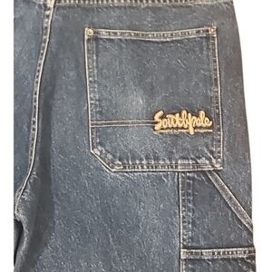 Southpole Vintage Y2K Carpenter Baggy Jeans. Embroidered Logo Blue Denim Mens 36
